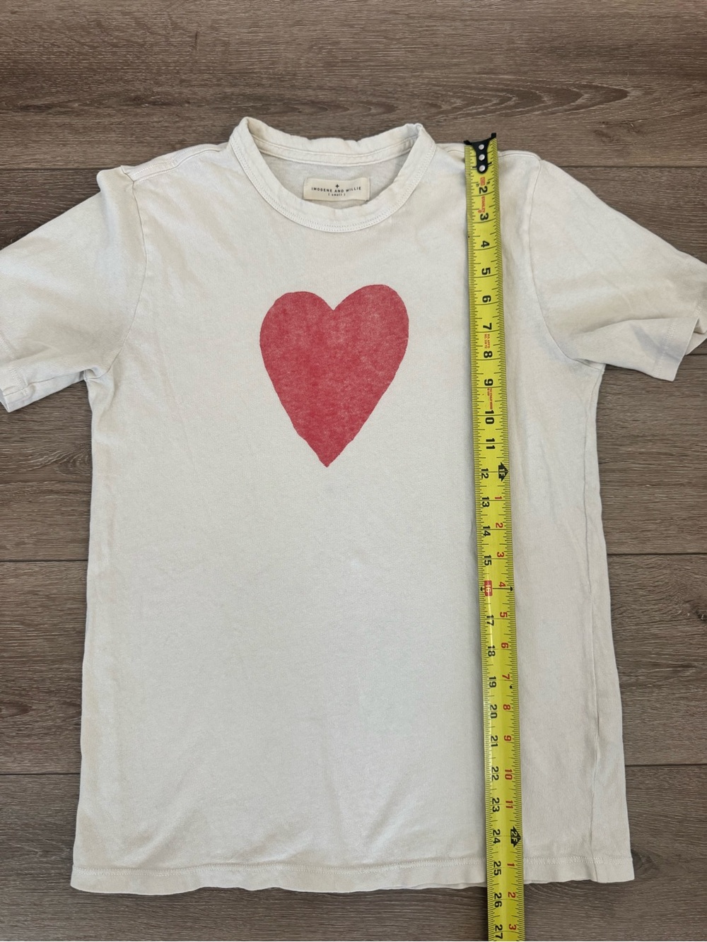 Imogene + Willie Heart Graphic Tee Small Cream Red Made In USA 100% Cotton - Picture 10 of 10